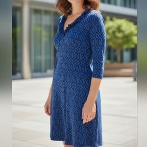 LuLu B - Purple A-LINE Dress W/Black Geometric Design, Lined, Nylon &...